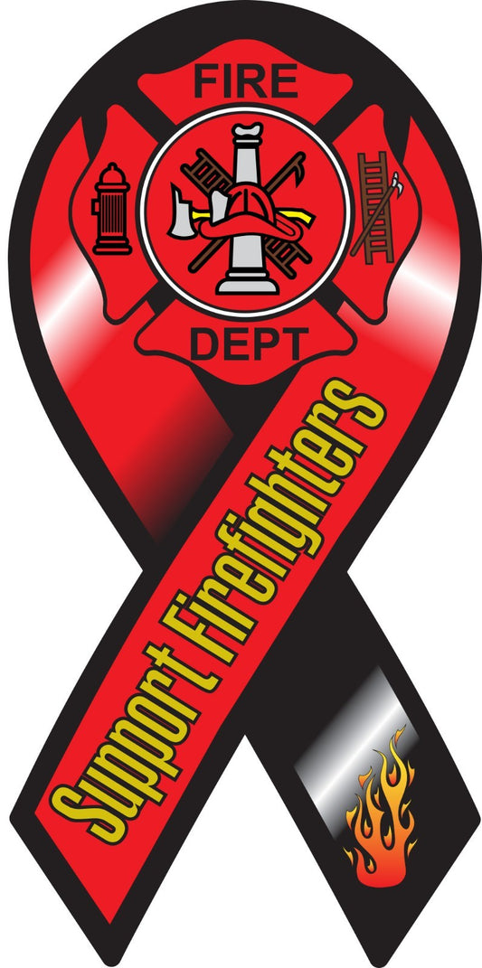 Support Firefighters Ribbon Vinyl Decal Sticker Choose Size fire rescue dept