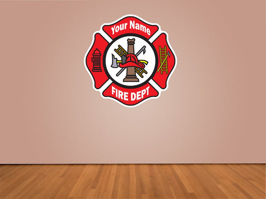 Customized Fire Department Maltese Cross Indoor Wall Vinyl Decal Sticker 5"-52"