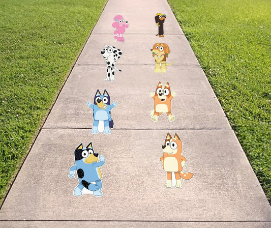8 Bluey Bingo Removable Floor Decals Sidewalk Birthday Party Decorations