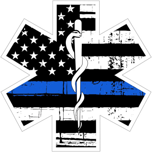 Star of Life Thin Blue Line Vinyl Decal EMS police EMT law enforcement *Sizes*