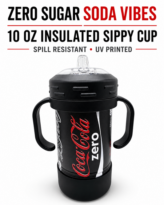 Zero Sugar Soda Inspired 10 oz Insulated Sippy Cup Spill Resistant Gift