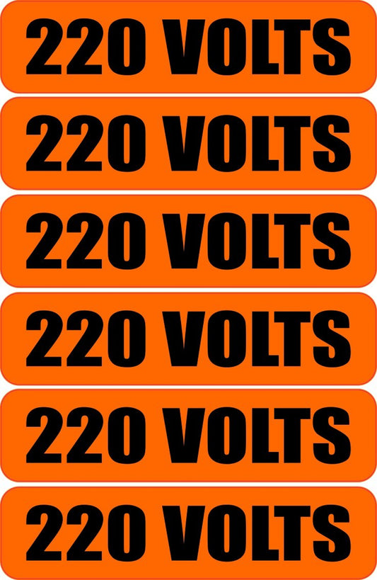 6x 220 Volts Warning Vinyl Decal | Outdoor Laminated | Electrical Safety Sticker