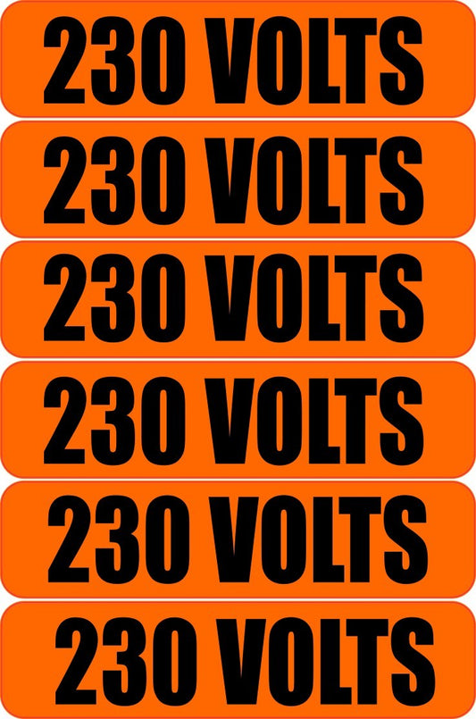 6x 230 Volts Warning Vinyl Decal | Outdoor Laminated | Electrical Safety Sticker