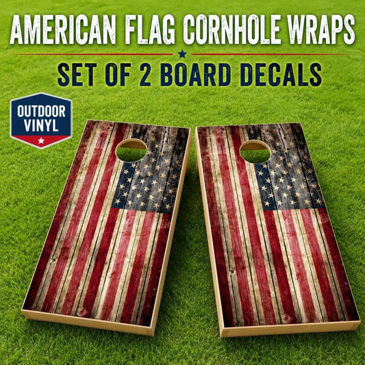 American Flag Cornhole Board Wraps Set of 2 Distressed Vinyl Decals Laminated
