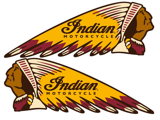 4"+ Pair of Indian Motorcycle - Die Cut Laminated Vinyl Sticker All Weather Safe