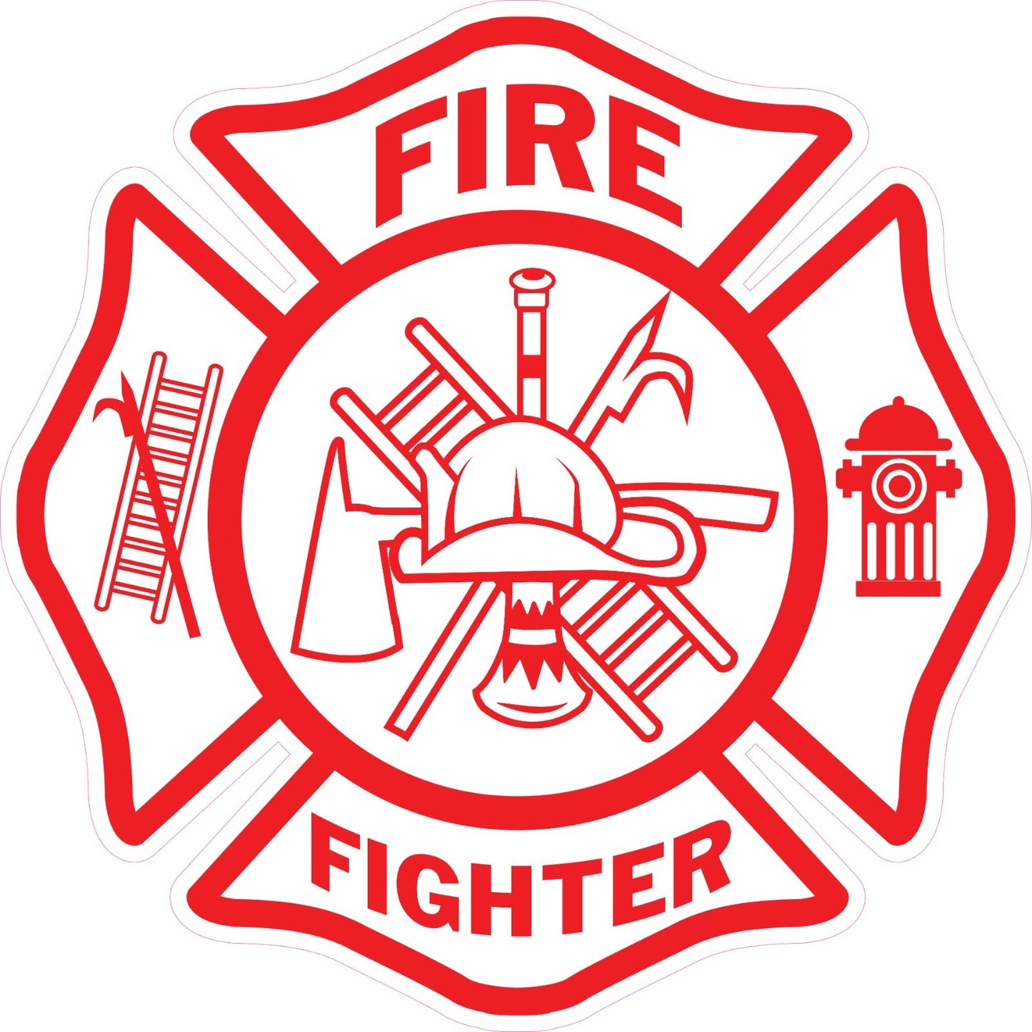 White Red Reflective Firefighter Fire Dept Maltese Cross Vinyl Decal sticker