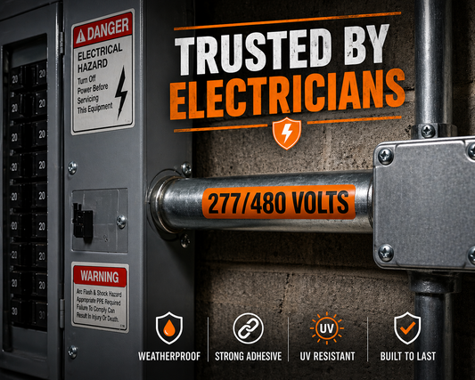 277/480 Volt Warning Decal – Electrical Panel & Conduit Label – Waterproof – 6x