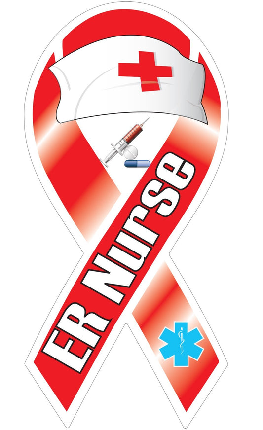 ER Nurse Ribbon Vinyl Decal Sticker Choose Size emergency room registered trauma