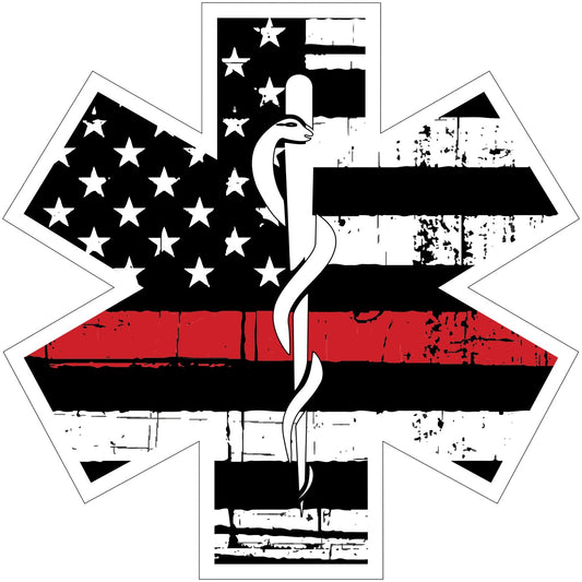 Star of Life Thin Red Line Vinyl Decal fire rescue ems firefighter emt *Sizes*