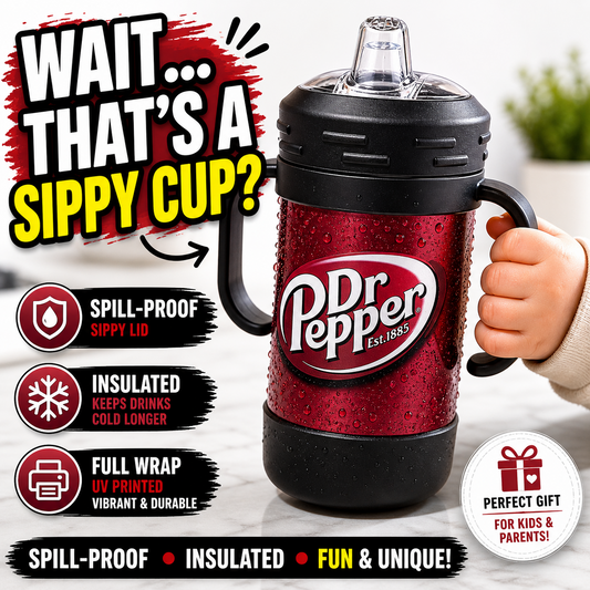 Funny Dr Pepper Style Adult Sippy Cup 10oz Insulated Spill Proof Gift