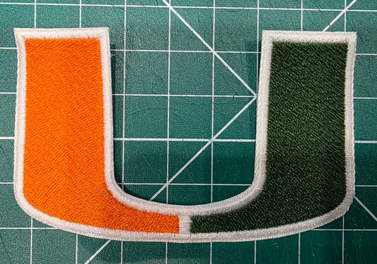 Miami Hurricanes logo football 3" Iron On Embroidered Patch shoulder