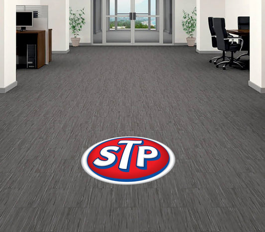 STP Motor Oil Company Floor Vinyl Decal Sticker 5"-52" carpet concrete