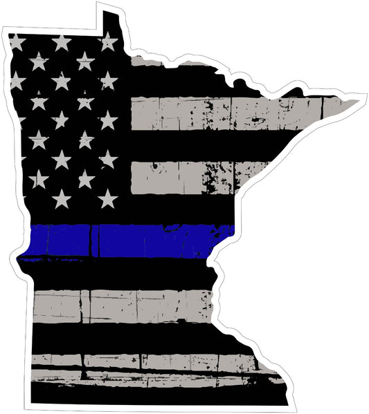 State of Minnesota Thin Blue Line Sticker Vinyl Decal Multiple Sizes police cops