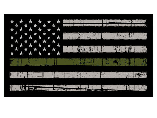 5.5" Thin Green Line American Flag Vinyl Decal | Car Window | Support Military
