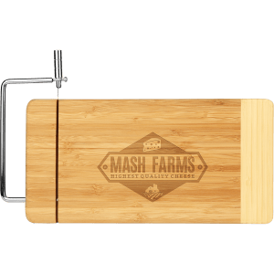 Bamboo Rectangle Cutting Board with Metal Cheese Cutter -12" x 6"