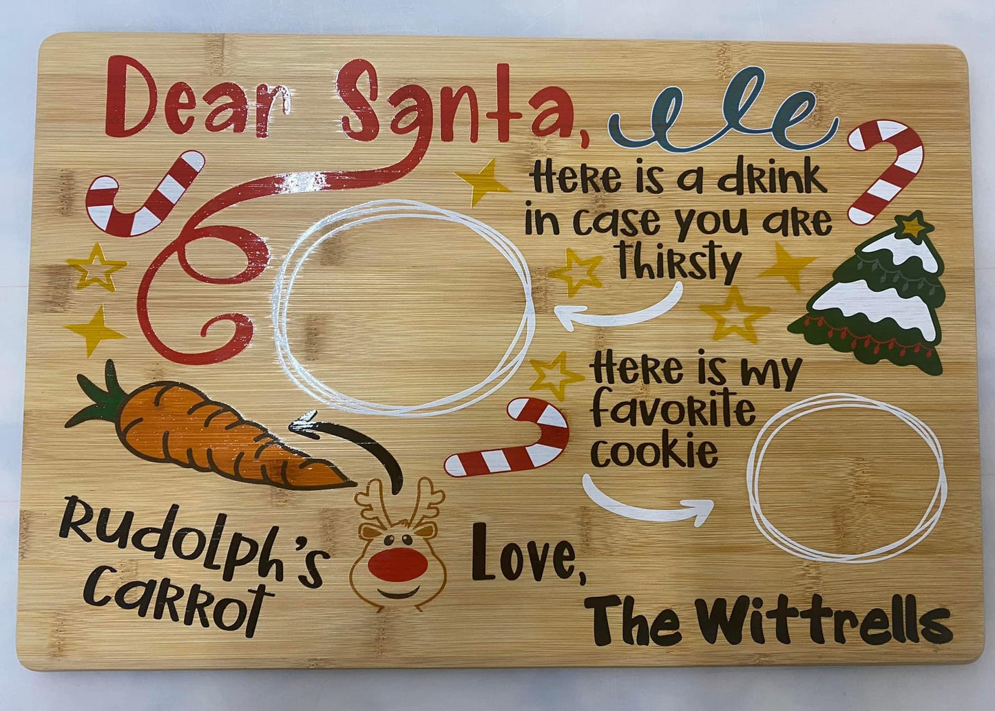 Santa Serving Tray - UV printed - with your family/child/childrens names