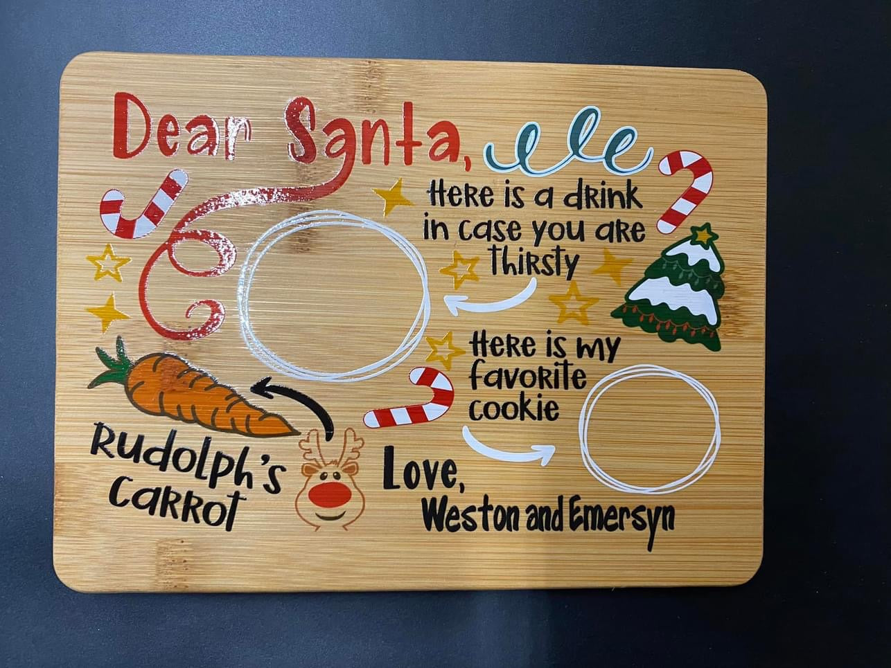 Santa Serving Tray - UV printed - with your family/child/childrens names