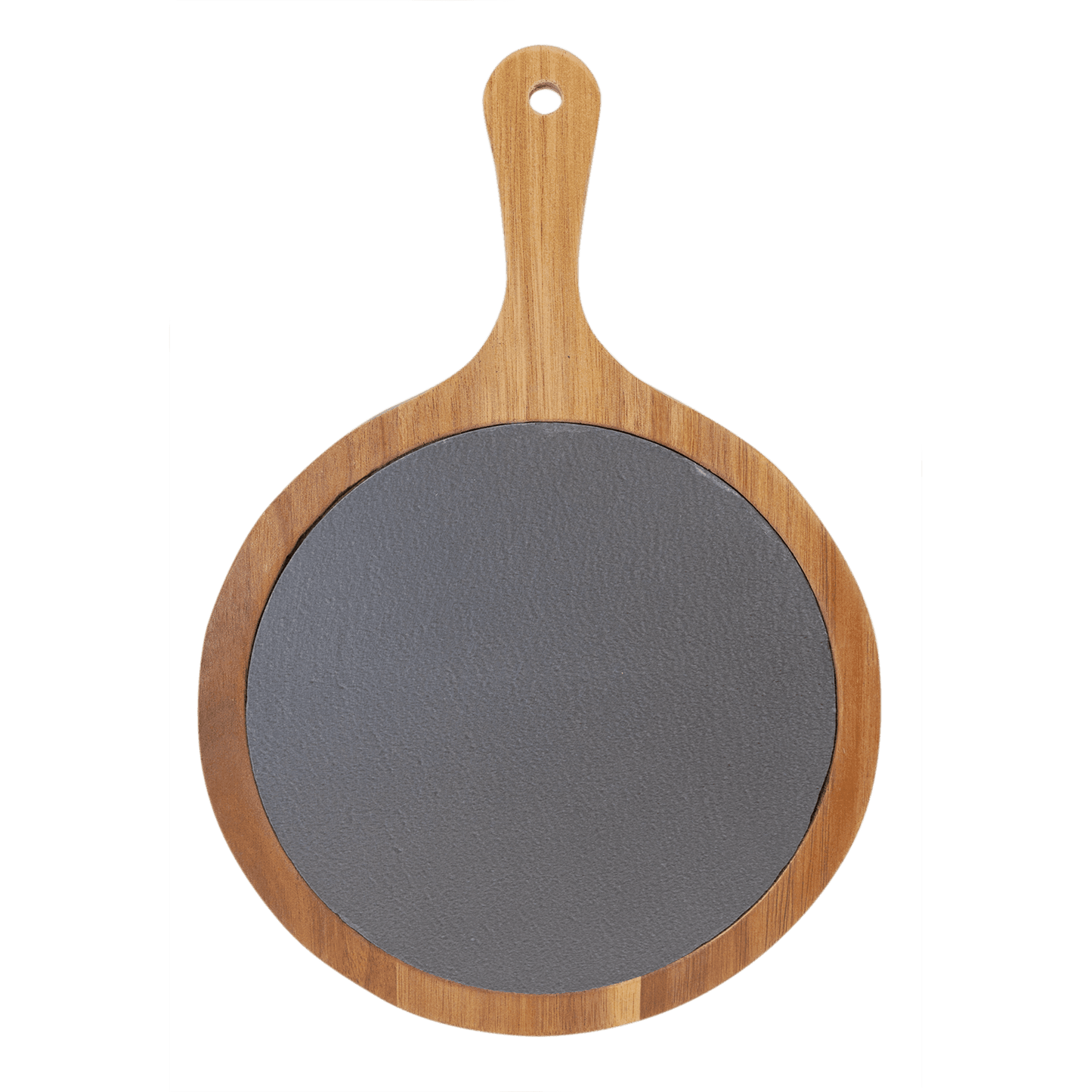 Round Acacia Wood/Slate Serving Board with Handle - 8 1/4" x 12 1/4"