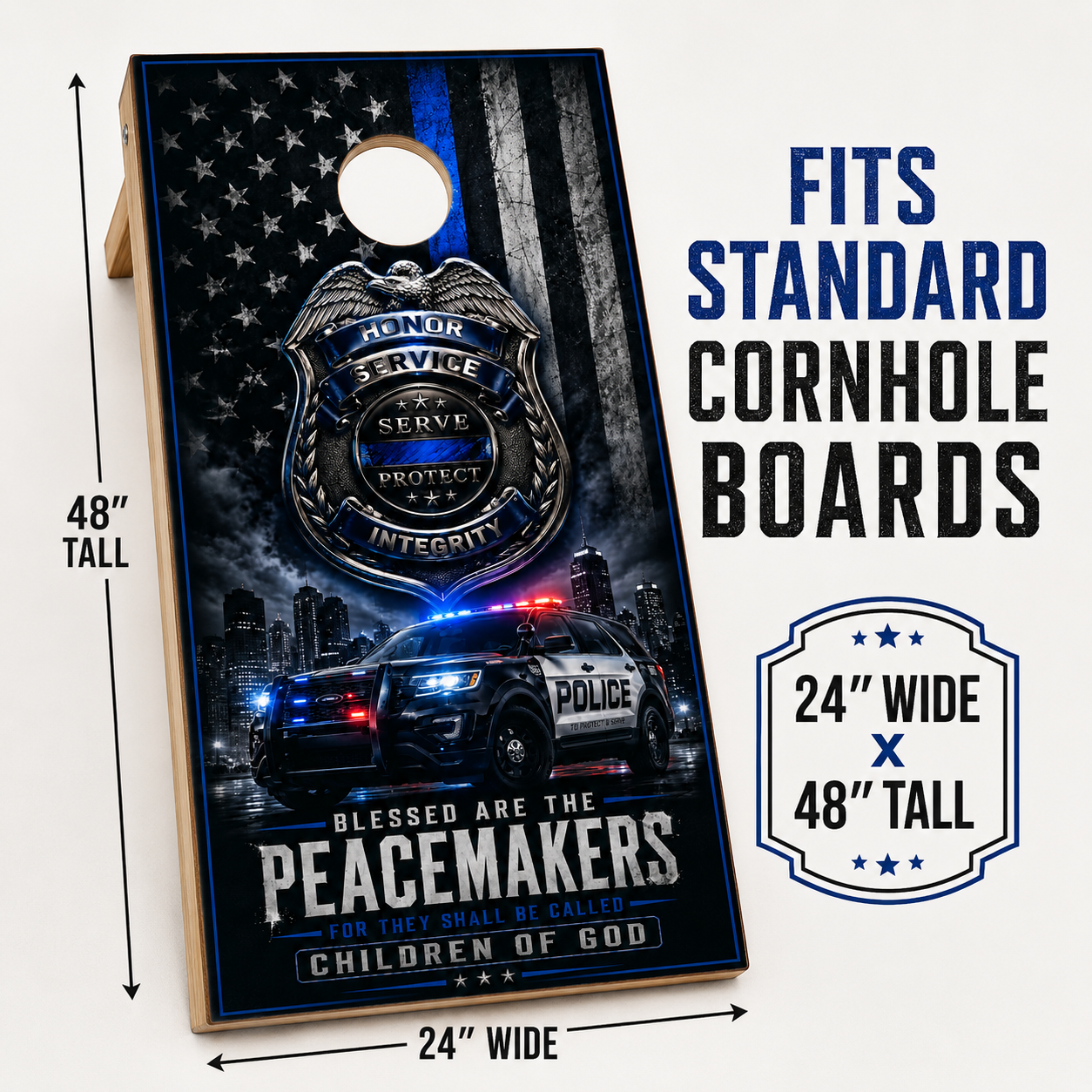 Police Cornhole Board Wrap Set Thin Blue Line Vinyl Decals Law Enforcement Set 2