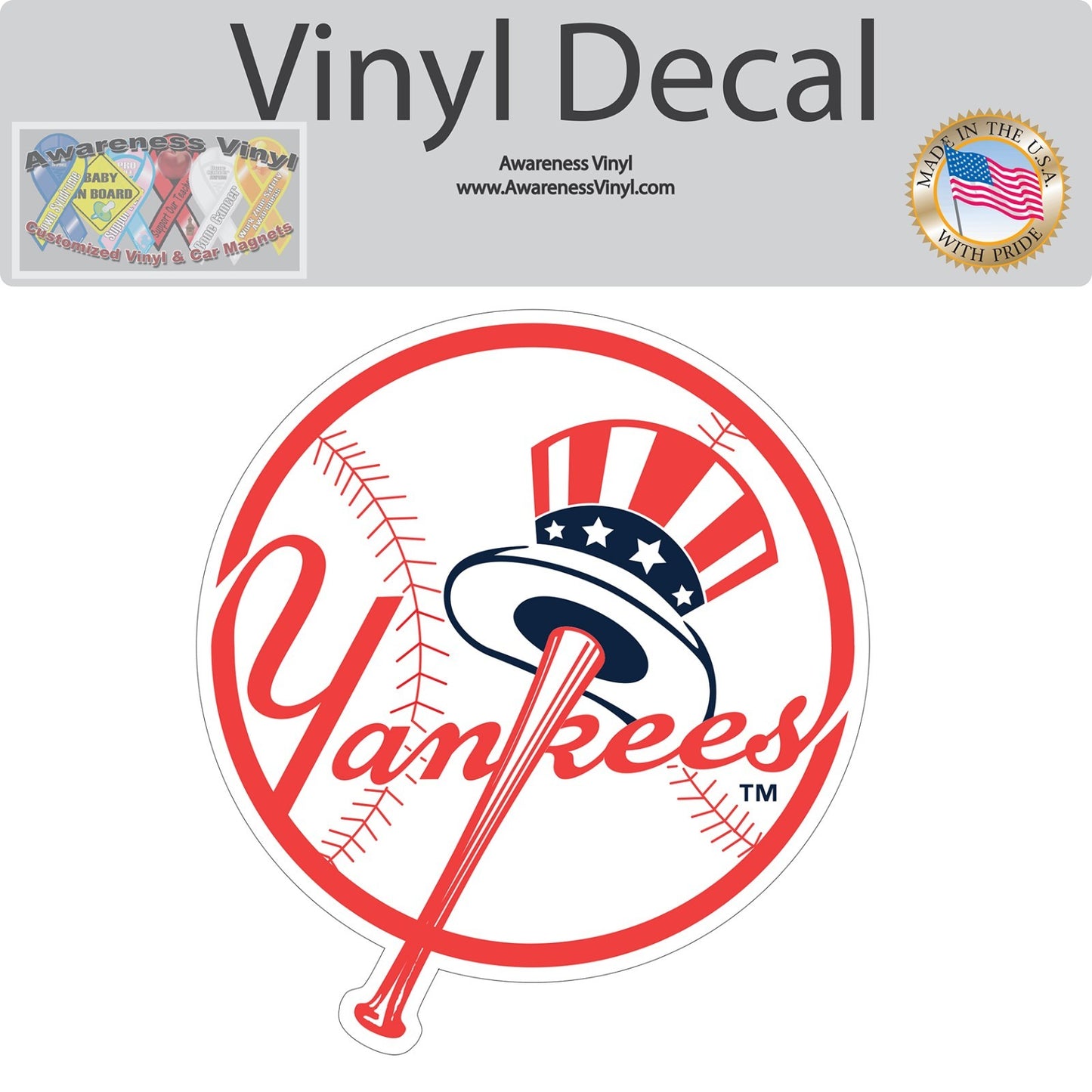 New York Yankees Emblem Logo Baseball Sticker Waterproof Vinyl Decal Car