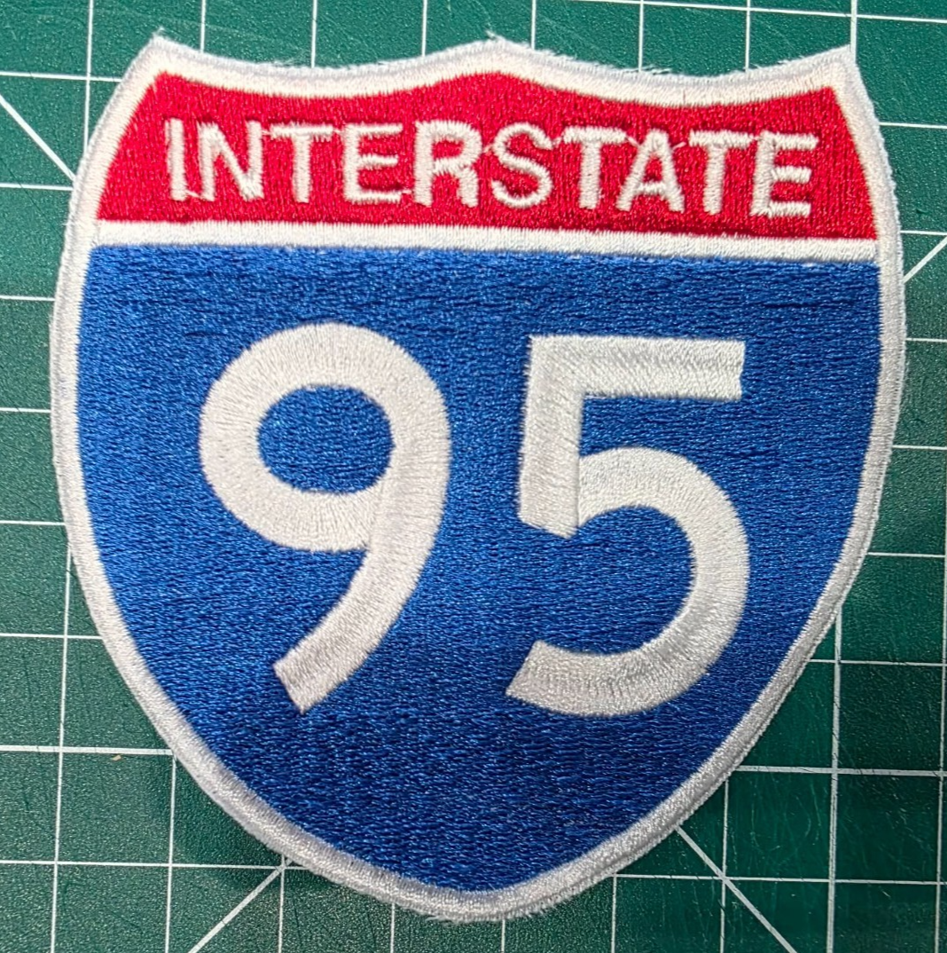 Interstate 95 I-95 Freeway Sign Embroidered Iron On Shoulder Patch 2.5"