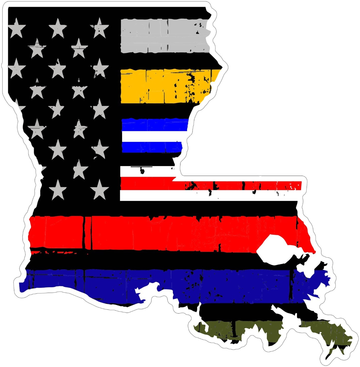 State of Louisiana Thin Blue Red Green Line Sticker Vinyl Decal police EMS fire