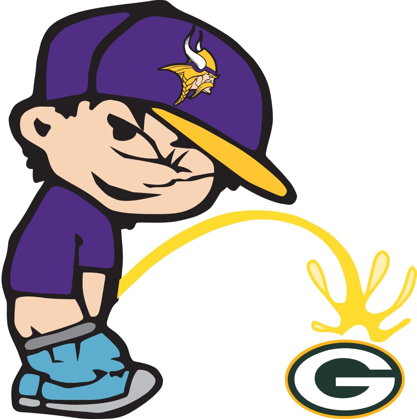 Calvin Minnesota Vikings Piss On Green Bay Packers Vinyl Decal Sticker - Sizes