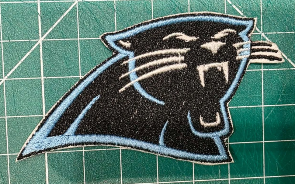 Carolina Panthers 3.75" x 2" Iron /Sew On Embroidered Football Logo NFL