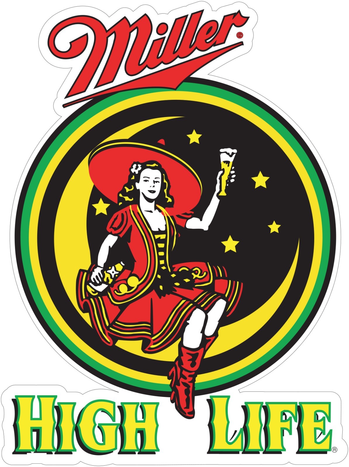 Miller High Life Beer Sticker Vinyl Decal | Different Sizes - Outdoor