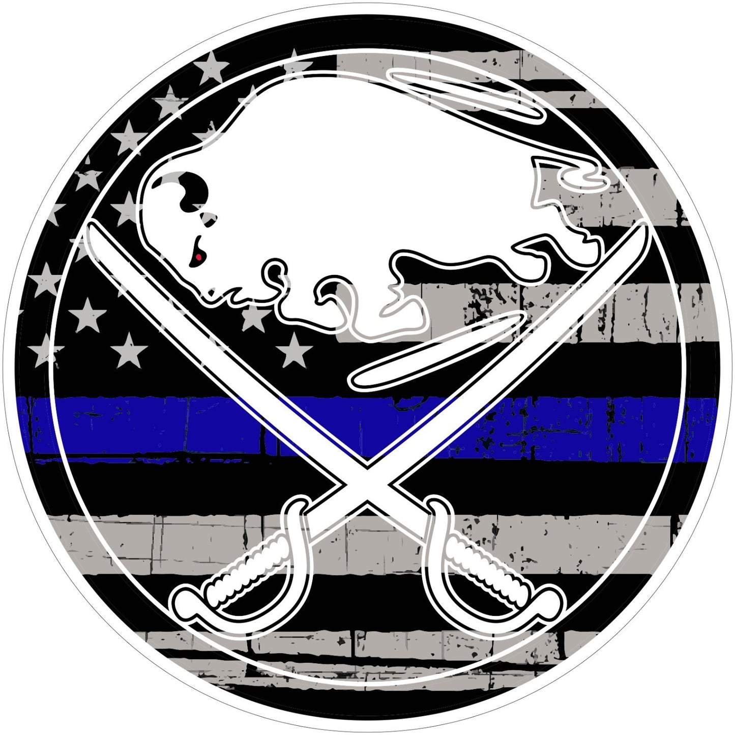 Buffalo Sabres Thin Blue Line Logo Laminated Vinyl Sticker Decal NHL car window
