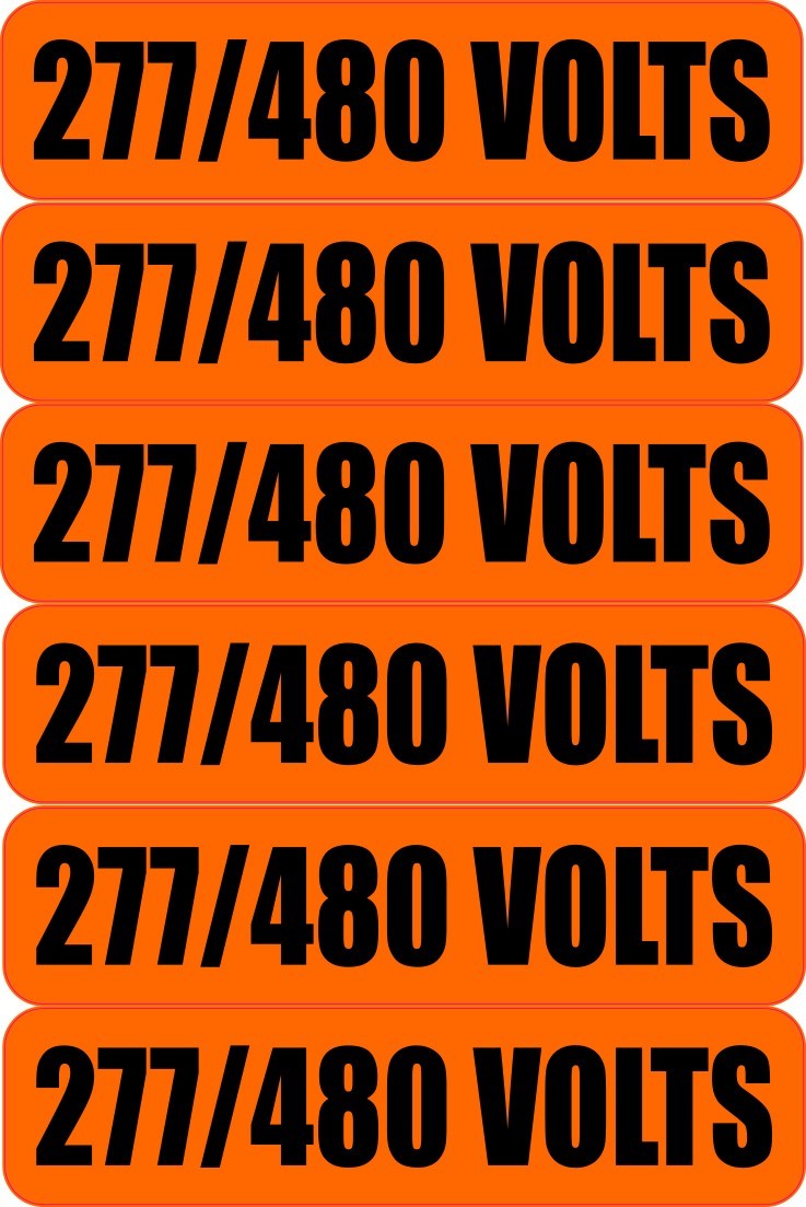 277/480 Volt Warning Decal – Electrical Panel & Conduit Label – Waterproof – 6x