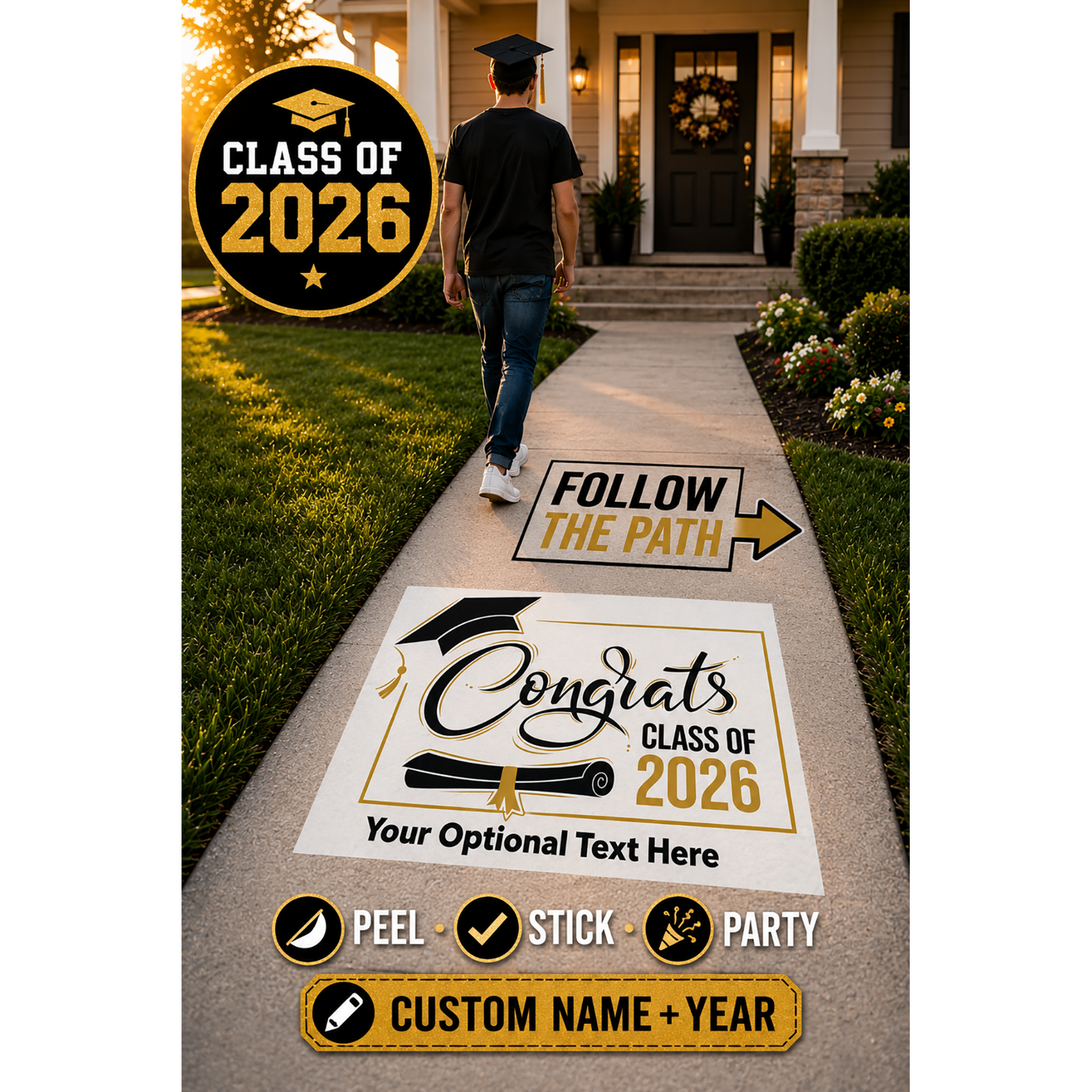 Class of 2026 Floor Decal Graduation Party Vinyl Pathway Sticker Custom
