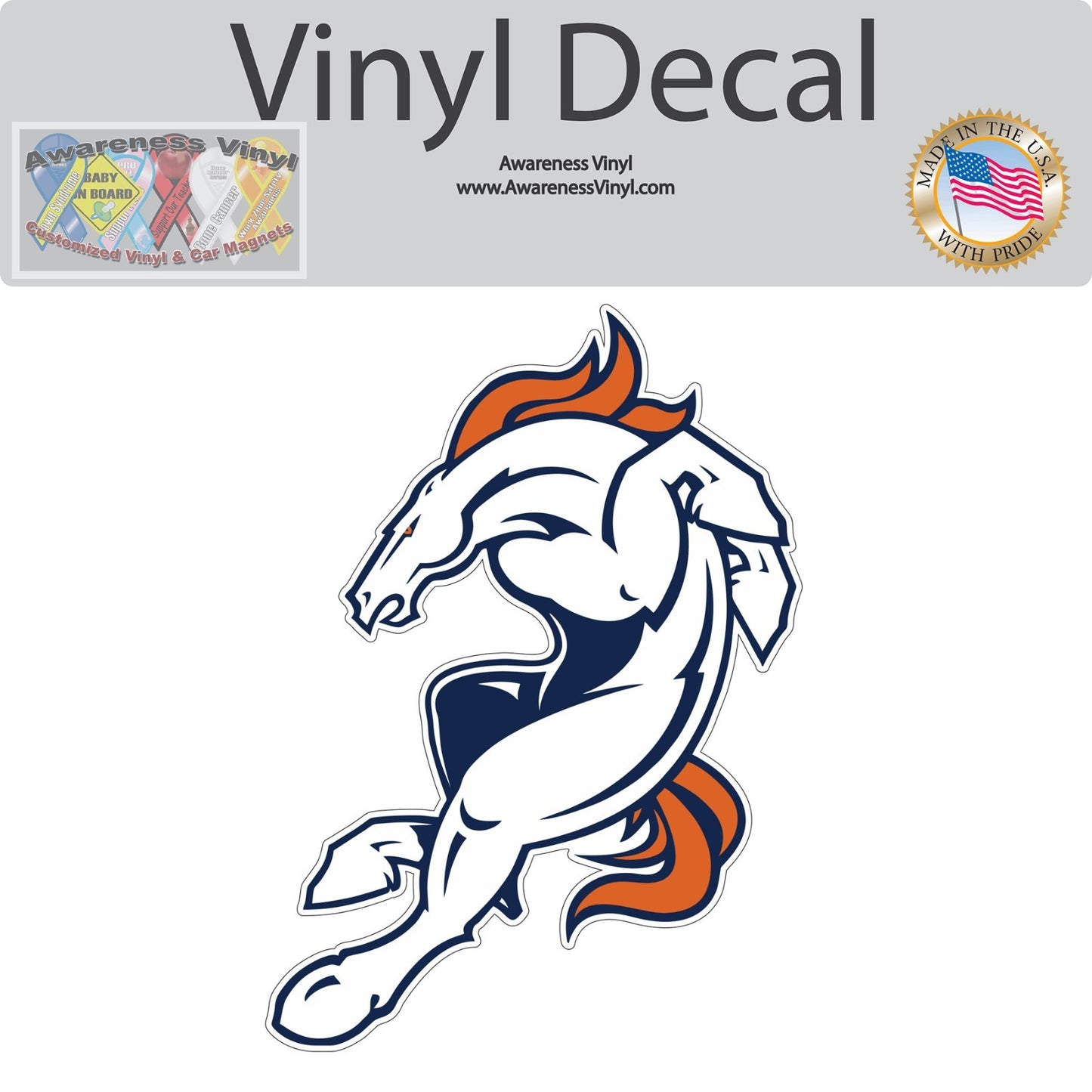 Denver Broncos Logo - Die Cut Laminated Vinyl Sticker Decal NFL car window