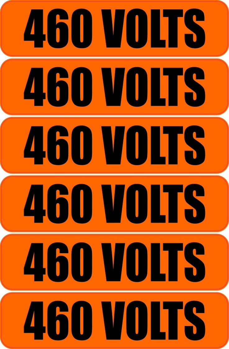 6x 460 Volts Warning Vinyl Decal | Outdoor Laminated | Electrical Safety Sticker