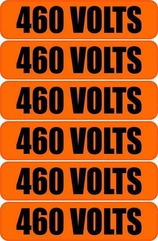 6x 460 Volts Warning Vinyl Decal | Outdoor Laminated | Electrical Safety Sticker