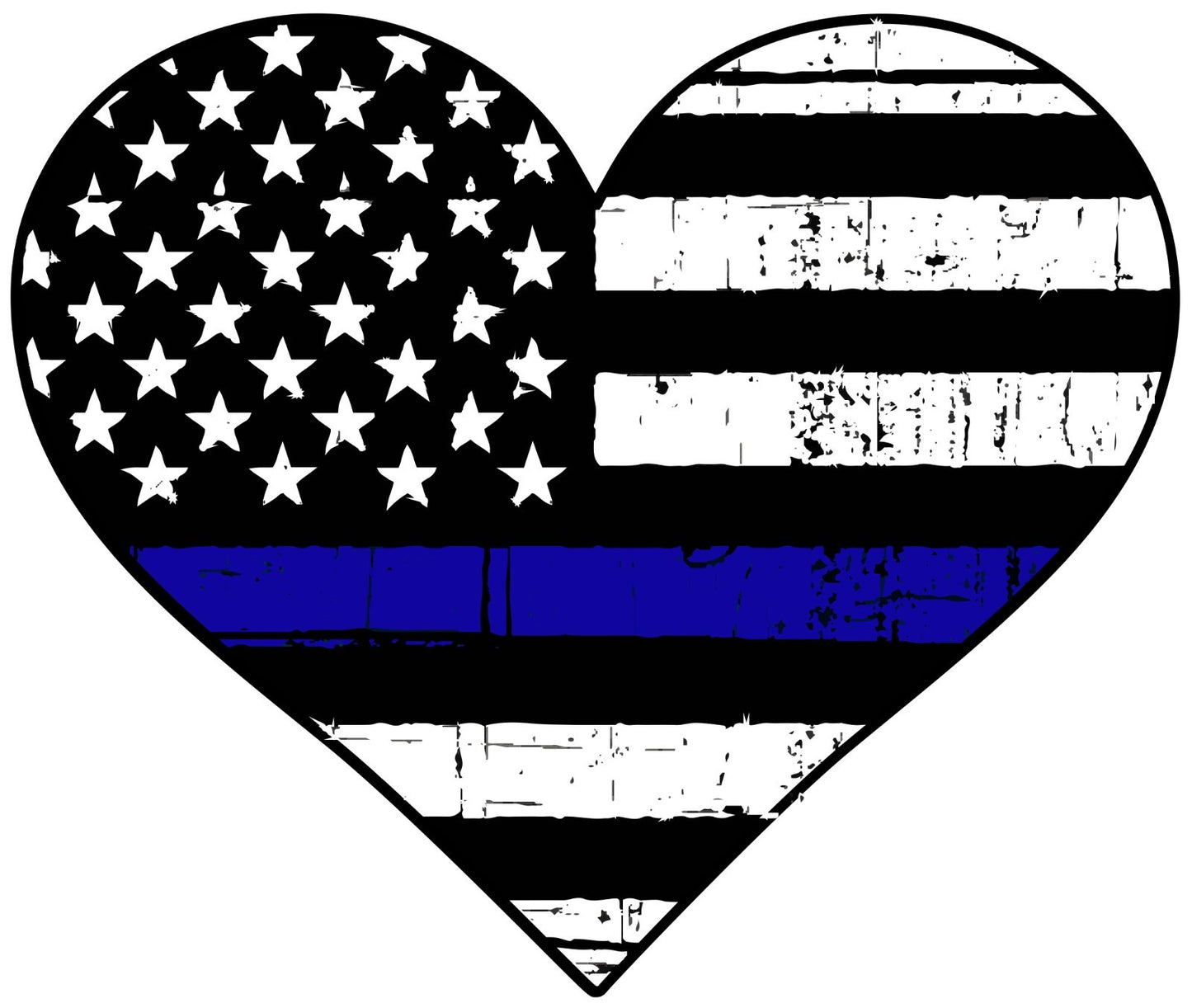 Thin Blue Line Heart Sticker Vinyl Decal | Choose Size Support Law Enforcement