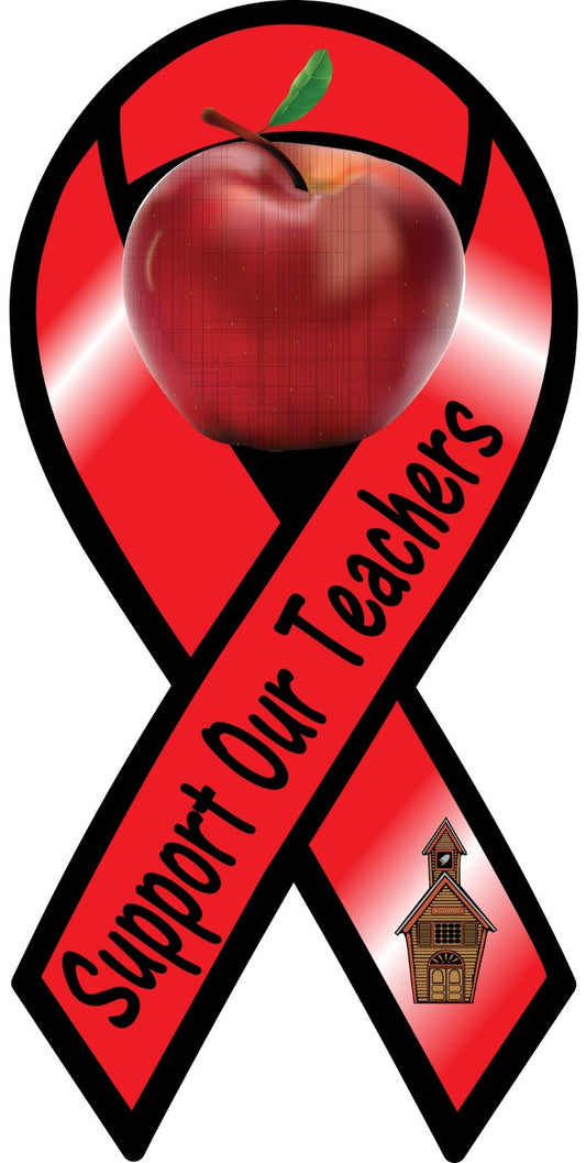 Support Our Teachers Ribbon Vinyl Decal Sticker Support Choose Size car apple