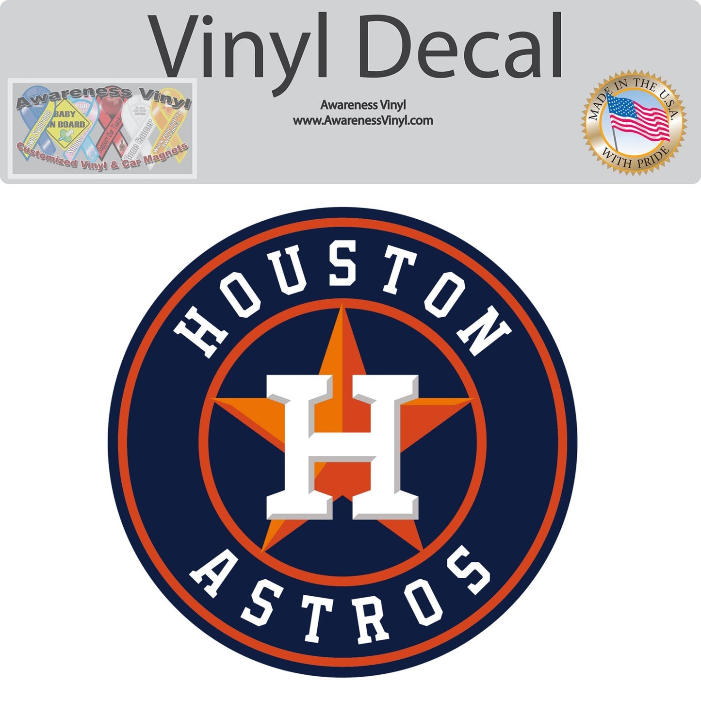 Houston Astros Logo Sticker Vinyl Decal | Choose Size window door