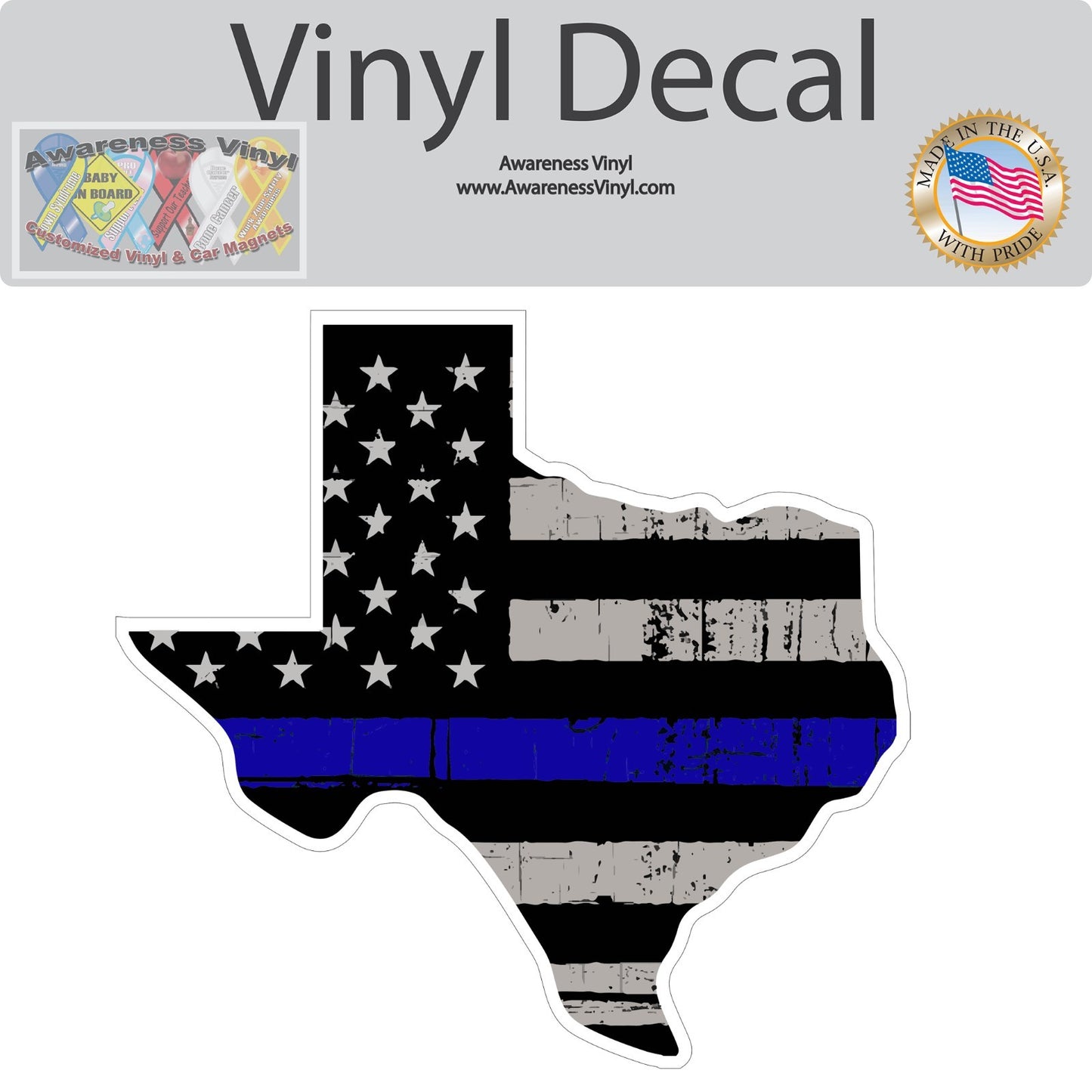 Texas Thin Blue Line American Flag Car Vinyl Decal Sticker police lives matter