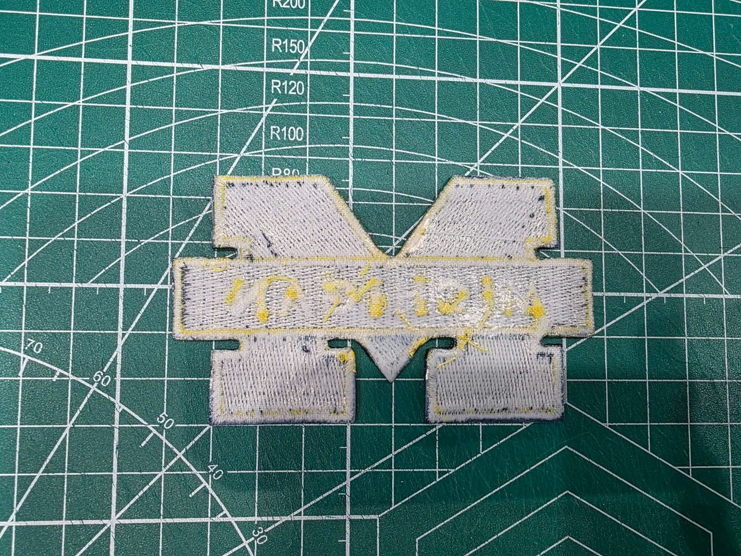 University of Michigan logo football 5" Iron On Embroidered Patch shoulder