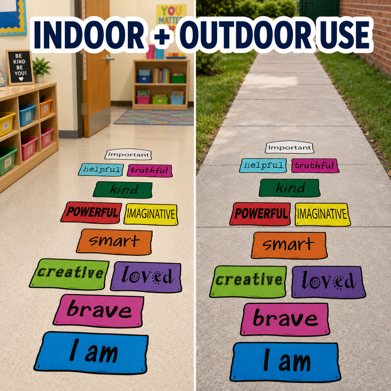Positive Affirmation Hopscotch Decals Sensory Path Floor Stickers