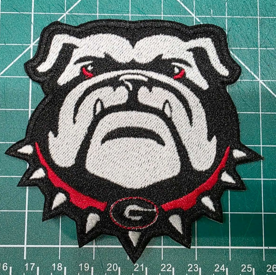 Georgia Bulldogs logo football 3.75" x 3.5" Iron On Embroidered Patch shoulder