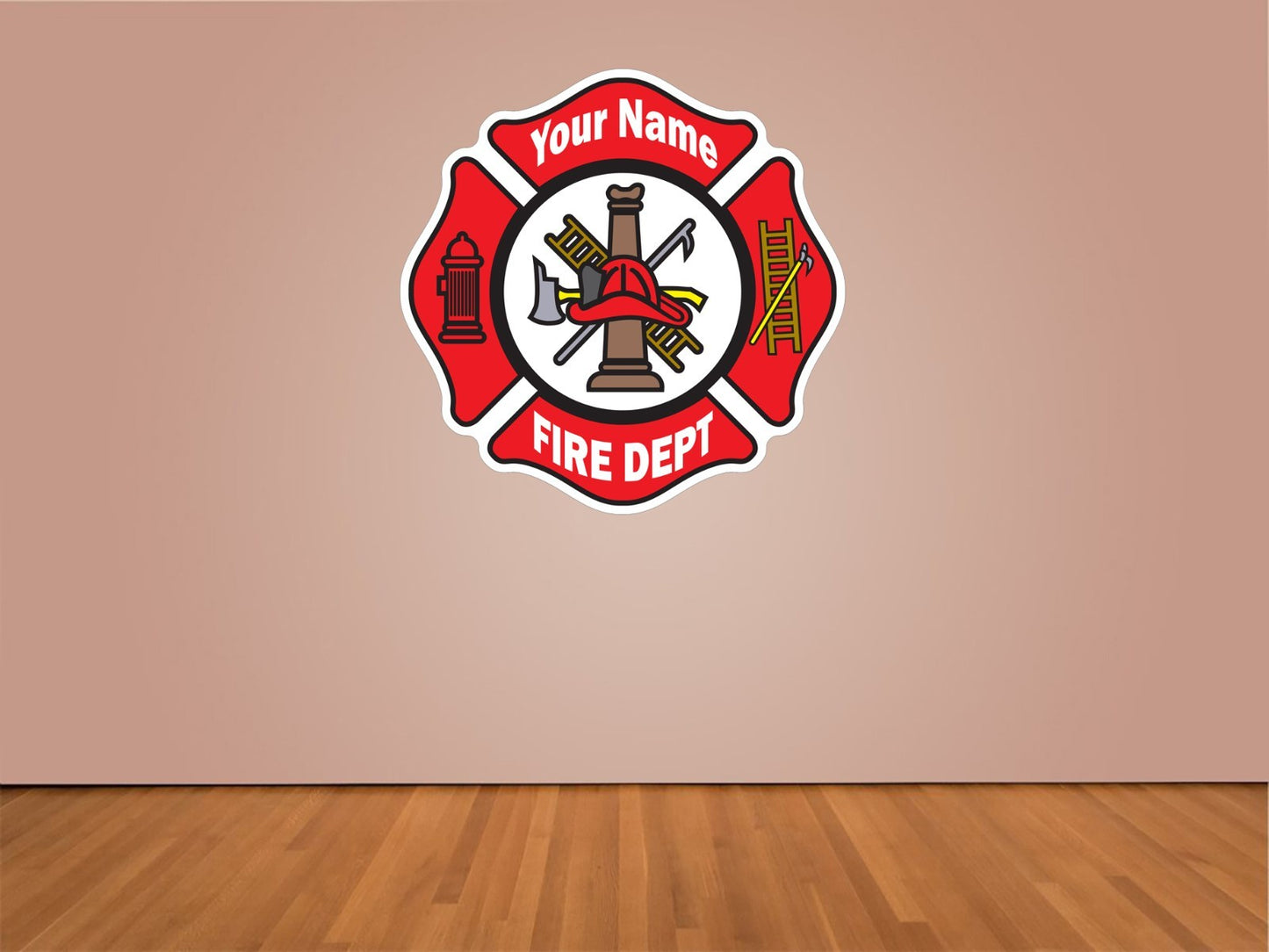 Customized Fire Department Maltese Cross Indoor Wall Vinyl Decal Sticker 5"-52"