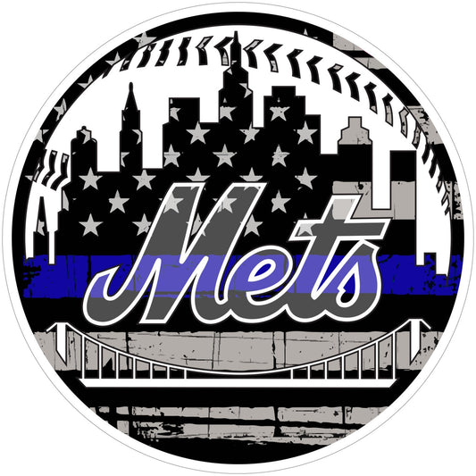 New York Mets Thin Blue Line  - Laminated Vinyl Sticker Decal Law Enforcement