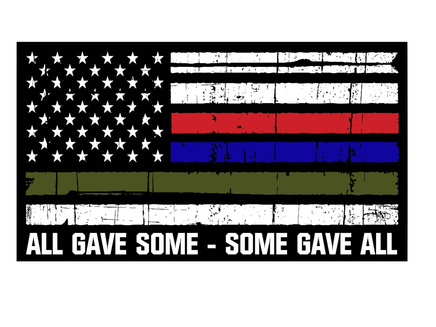5.5" Thin Blue Red Green Line Vinyl Decal | Car Window | All Gave Some support