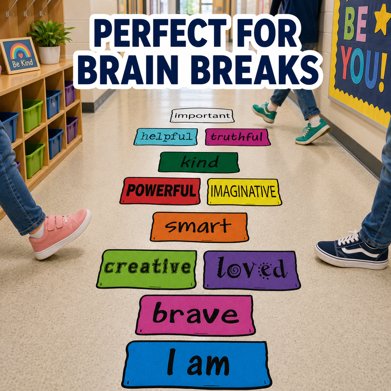 Positive Affirmation Hopscotch Decals Sensory Path Floor Stickers