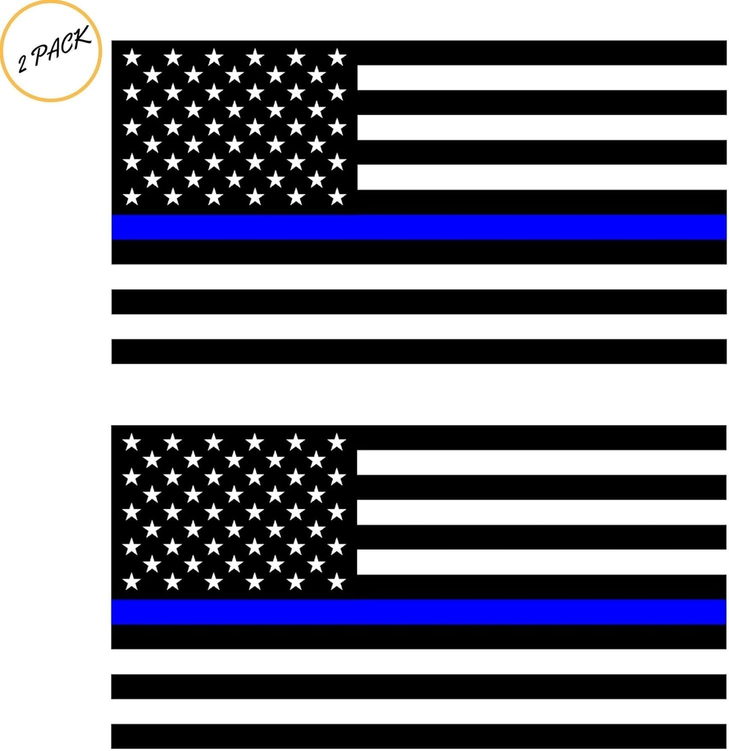 Pair 2x Reflective Thin Blue Line Police Flag Outdoor Decal Sticker support