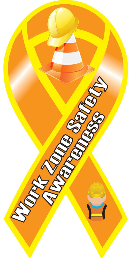 Work Zone Safety Ribbon Vinyl Decal Sticker Choose Size roadside construction