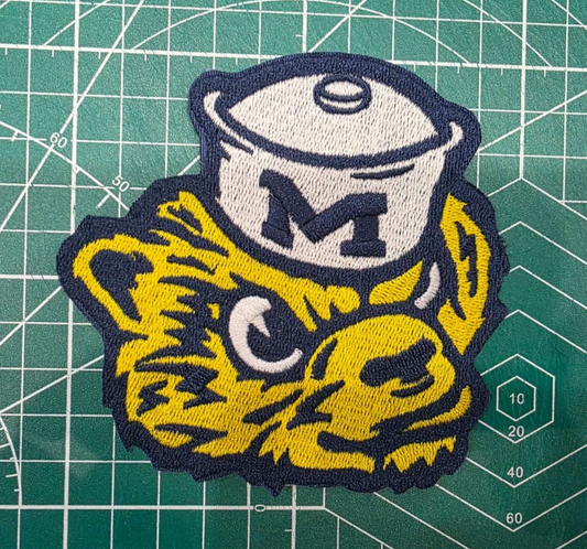 University of Michigan logo football 7" Iron On Embroidered Patch shoulder