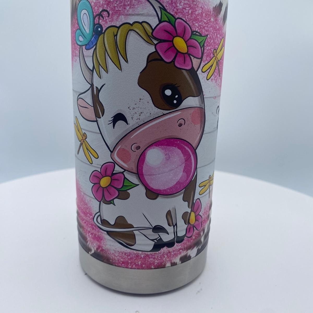 Cow Themed Kids 10 oz Insulated Sippy Cup Cute With Removable Handles baby